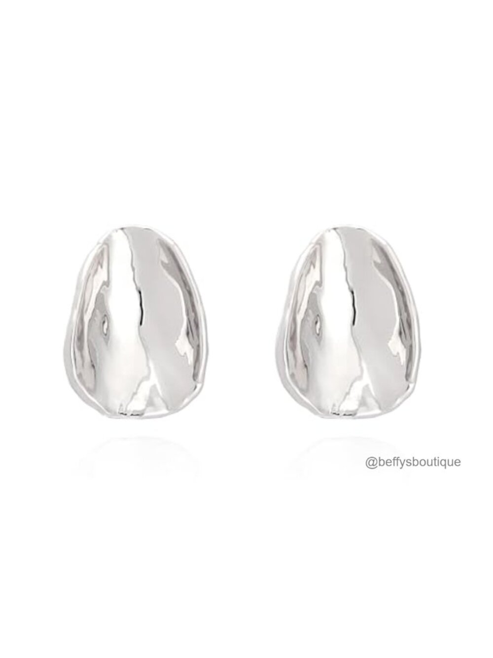 Chunky Irregular Bean Drop Stud Earrings 14k Plated Silver 1"